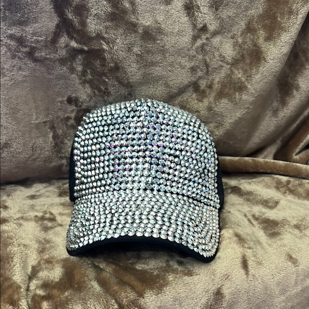 Glamorous Silver and Black Rhinestone Hat